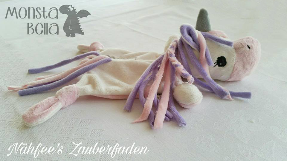 Schnittmuster und Nähanleitung für ein Schmusetuch Einhorn zum selber nähen
