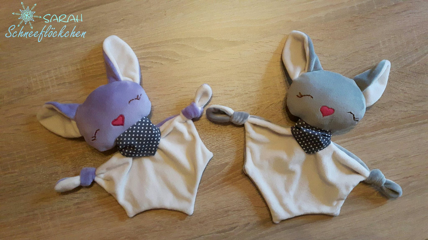 Schmusetuch Fledermaus zum selber nähen mit Nähanleitung und Schnittmuster für Babys und Kleinkinder